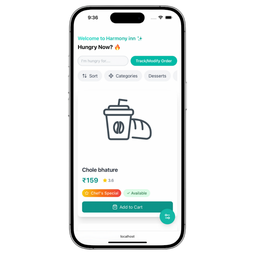 DineSphere Customer Ordering View feature